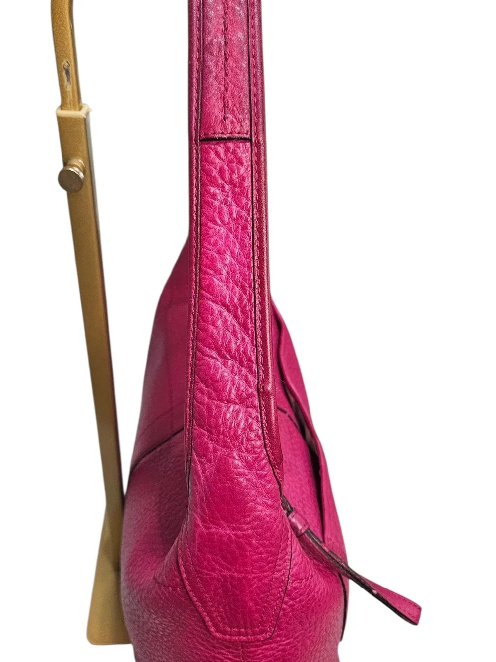 Coach ERGO TATTERSAL Fushia Pebbled Leather Shoulder Bag W/Scarf & Charm - Picture 7 of 14